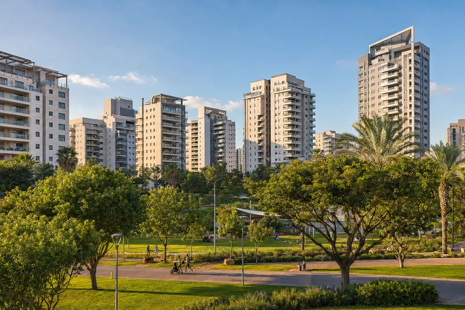 Quartier résidentiel moderne et familial à Petah Tikva en Israël