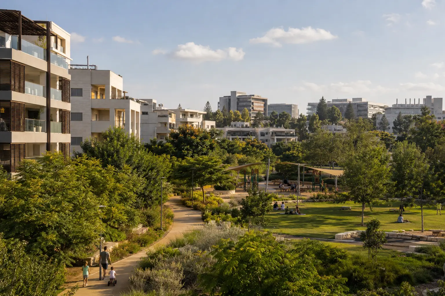 Quartiers résidentiels verdoyants et parc scientifique de Rehovot en Israël